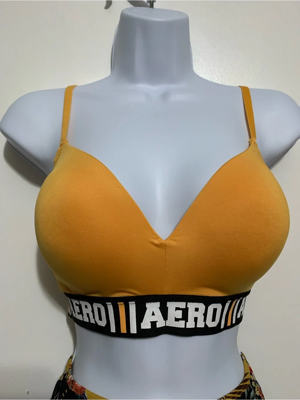 Aeropostale Aero Logo Racerback Bra Mustard Yellow 38C